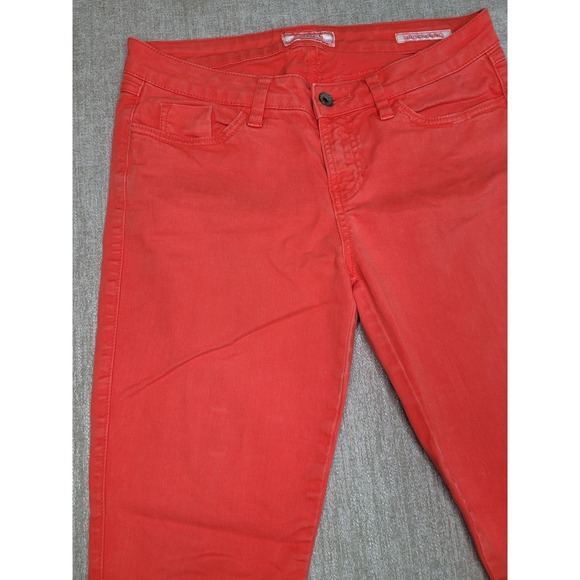 Guess Brittney Cropped Pants Women 29 Orange Denim Mid Rise Stretch Skinny Capri - Picture 13 of 15